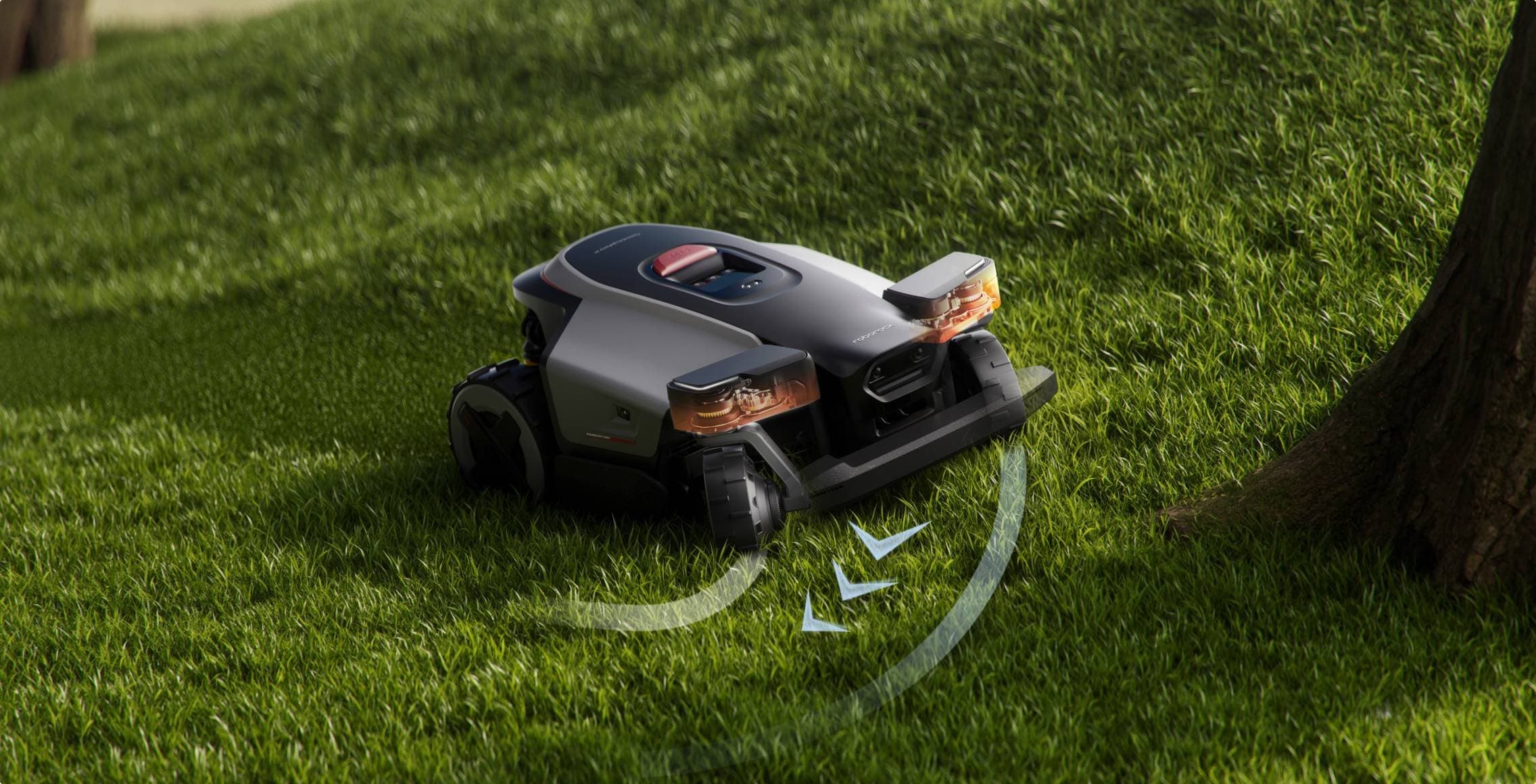 Roborock RockMow Z1 nežno manevrira po trati brez nepotrebnega drsenja