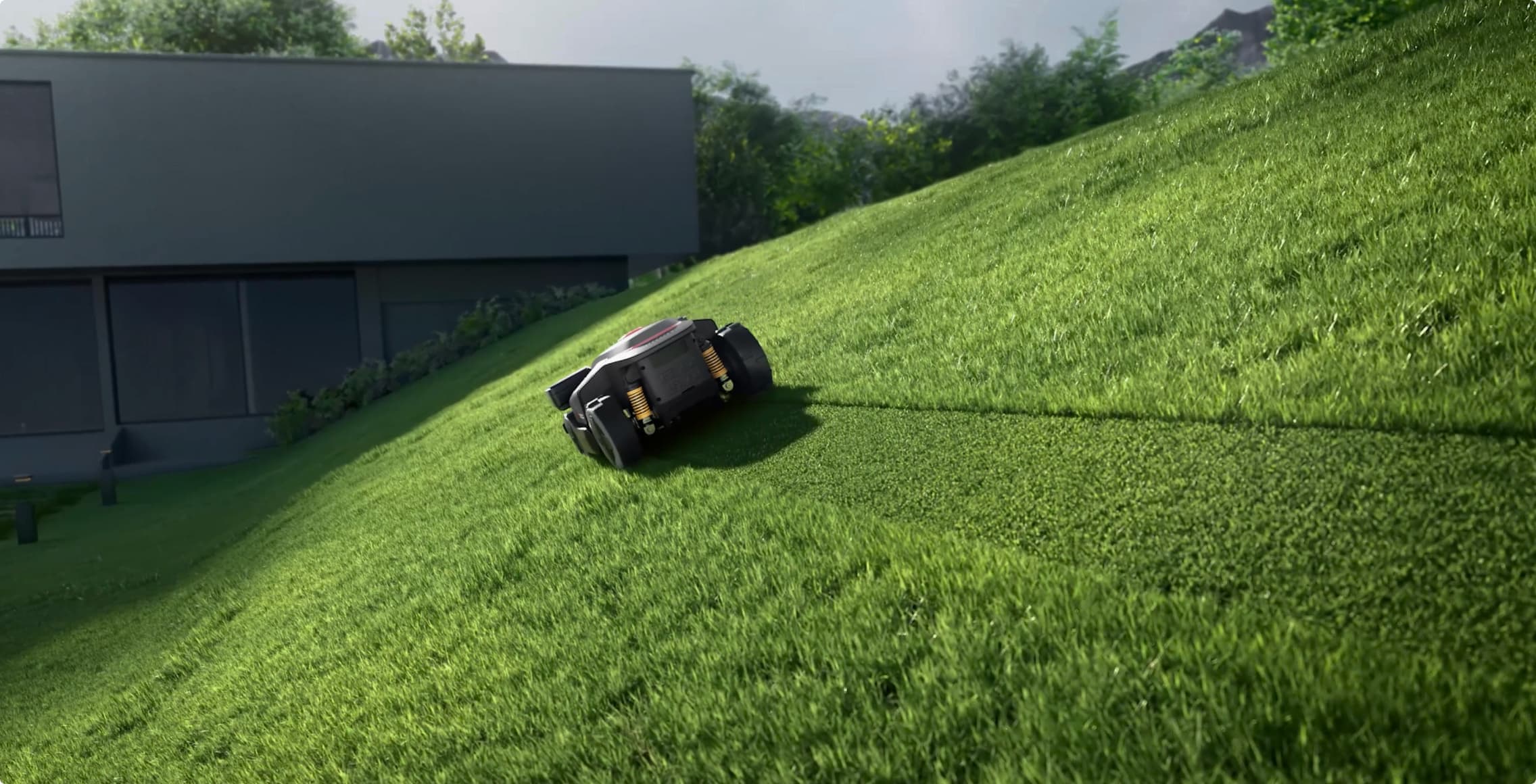 Roborock RockMow Z1 stabilno kosi tudi na nagnjenem terenu