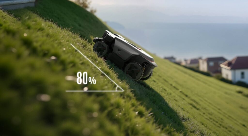 Roborock Z serija robotske kosilnice na strmem naklonu